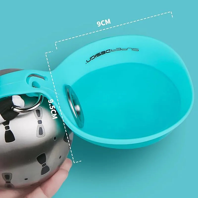 Botella de Agua Portátil para Perros y Gatos — Acero Inoxidable con Bebedero Integrado